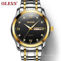 Herren Handuhr OLEVS 8691 Diamant Quarz Armbanduhr Tag/Datum Stahlband Wasserdichte Funktion Relogio Masculino Uhr
